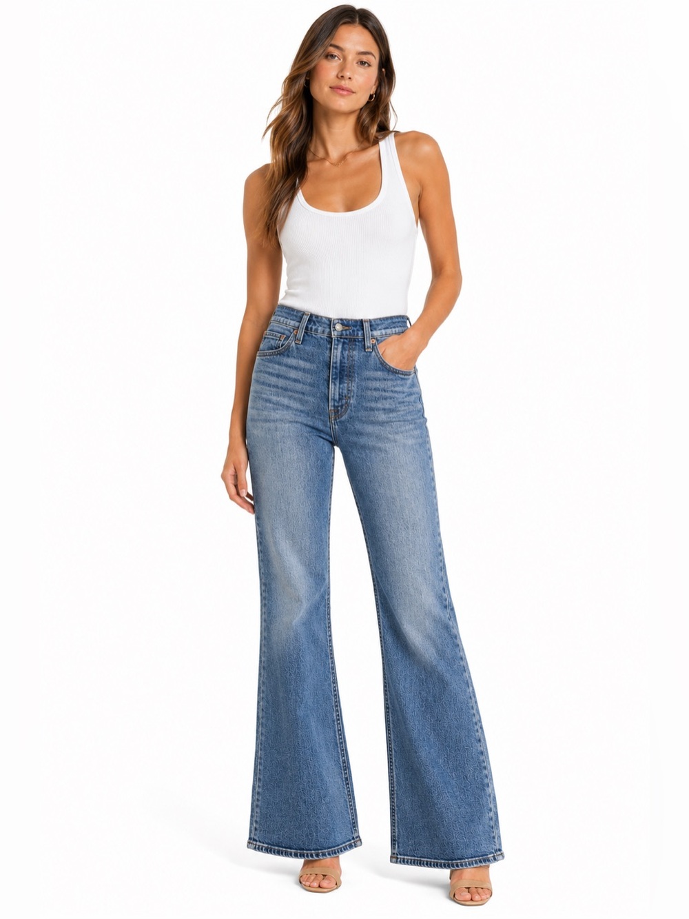 Levi’s Premium Ribcage Flare Jeans Women’s 31 High Rise Light Wash Button Fly